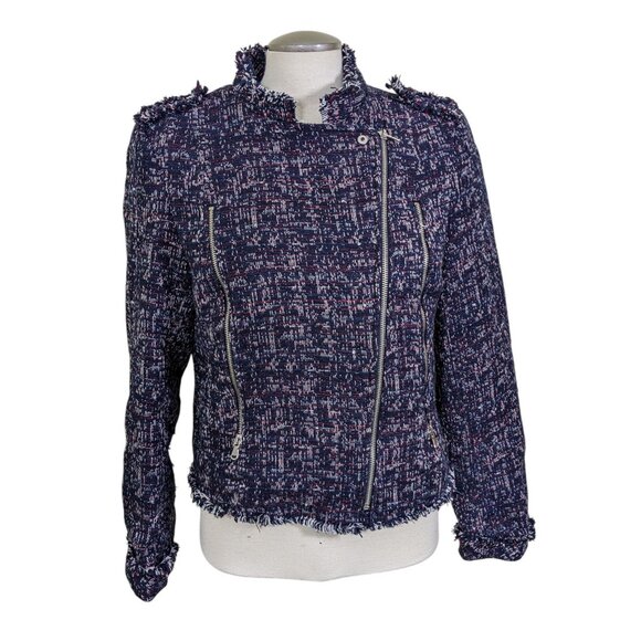 DEX The Suit Shop New York Womens L Tweed Textured Blazer Jacket Moto Classic - Picture 2 of 7